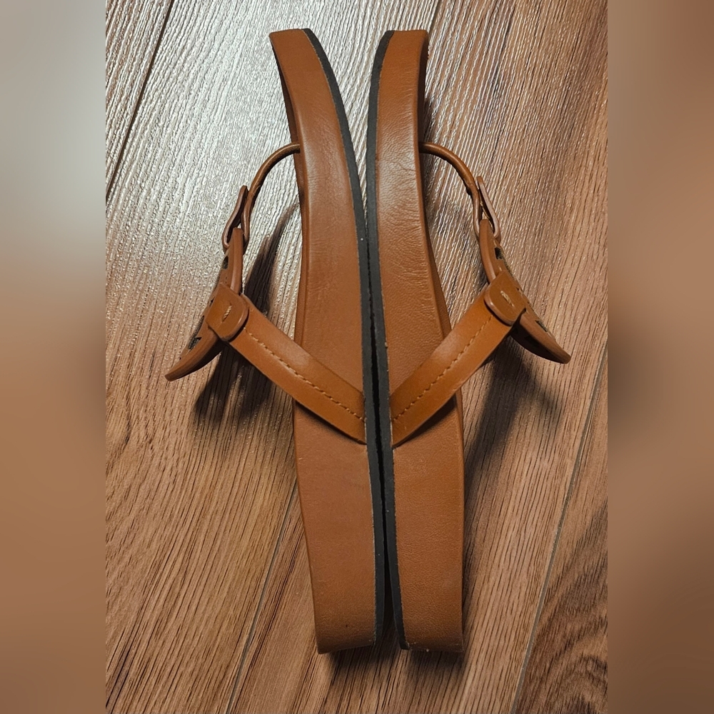 Tan Leather Sandals with Buckle Straps